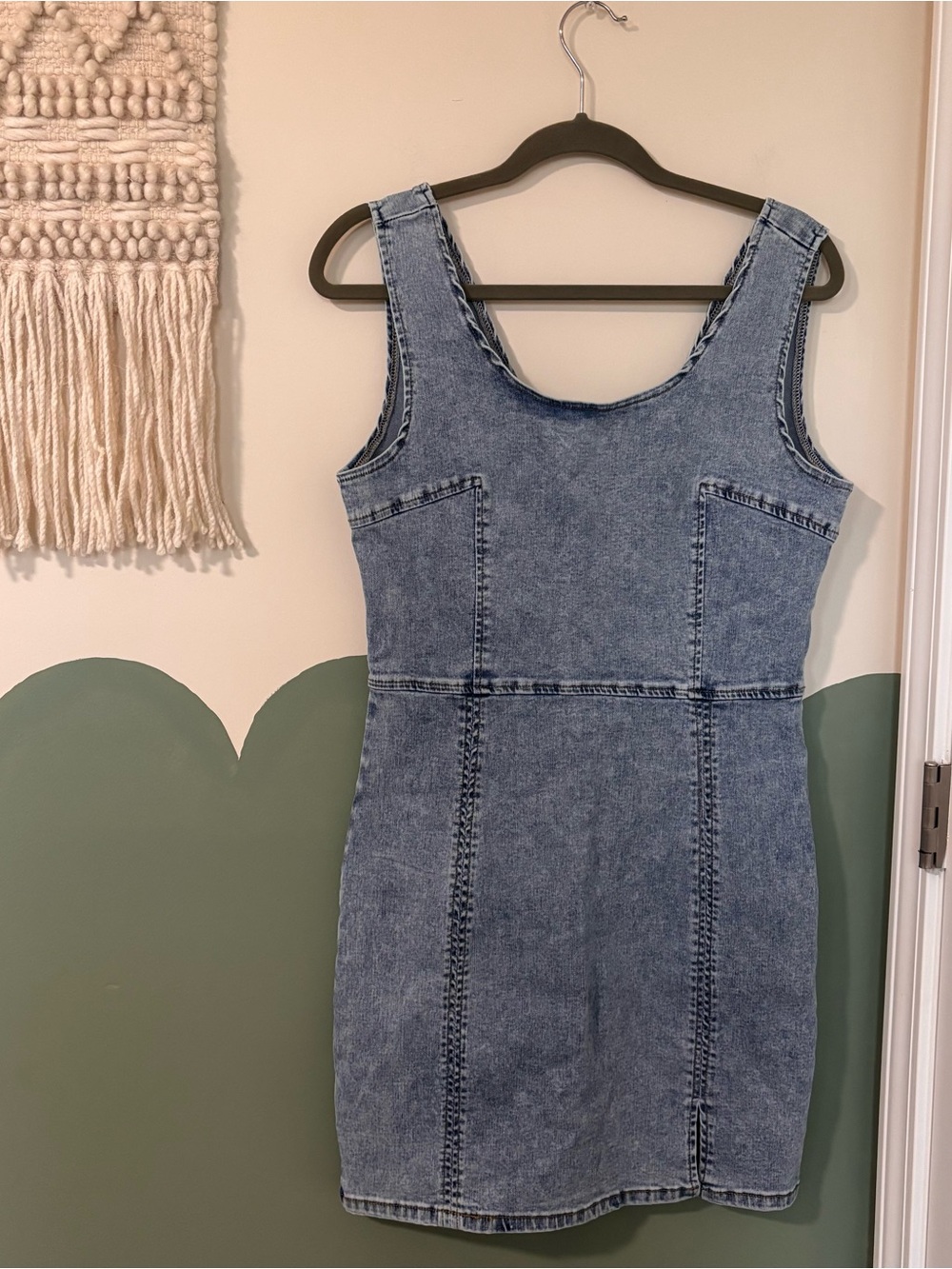 Blue Denim Tank Dress -Sleeveless Scoop Neck